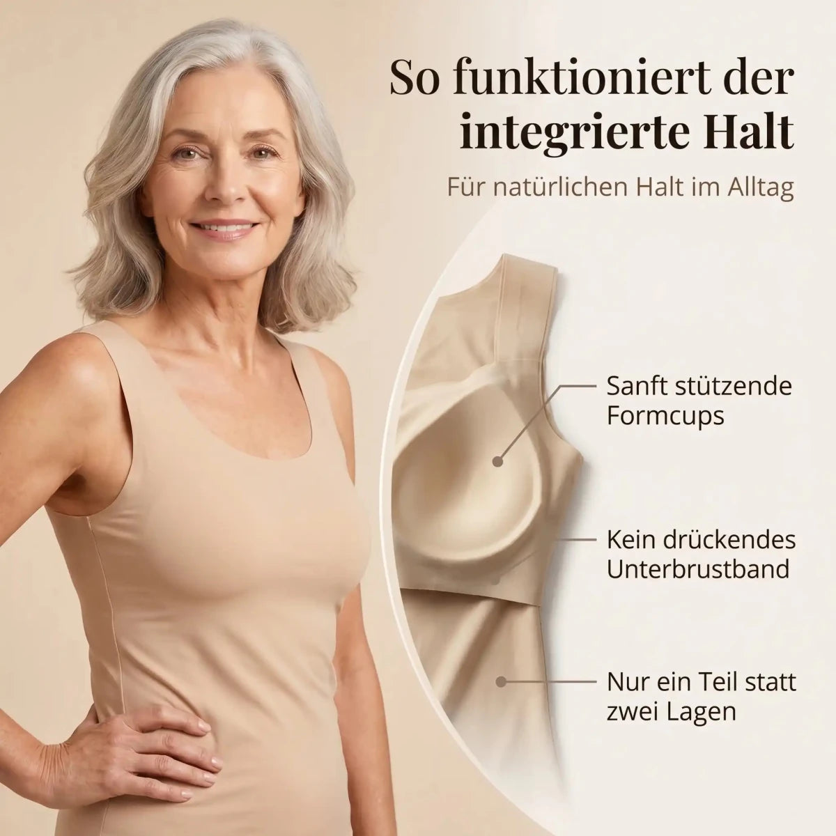 Luniva Komfort-Tanktop mit integriertem BH - Luniva