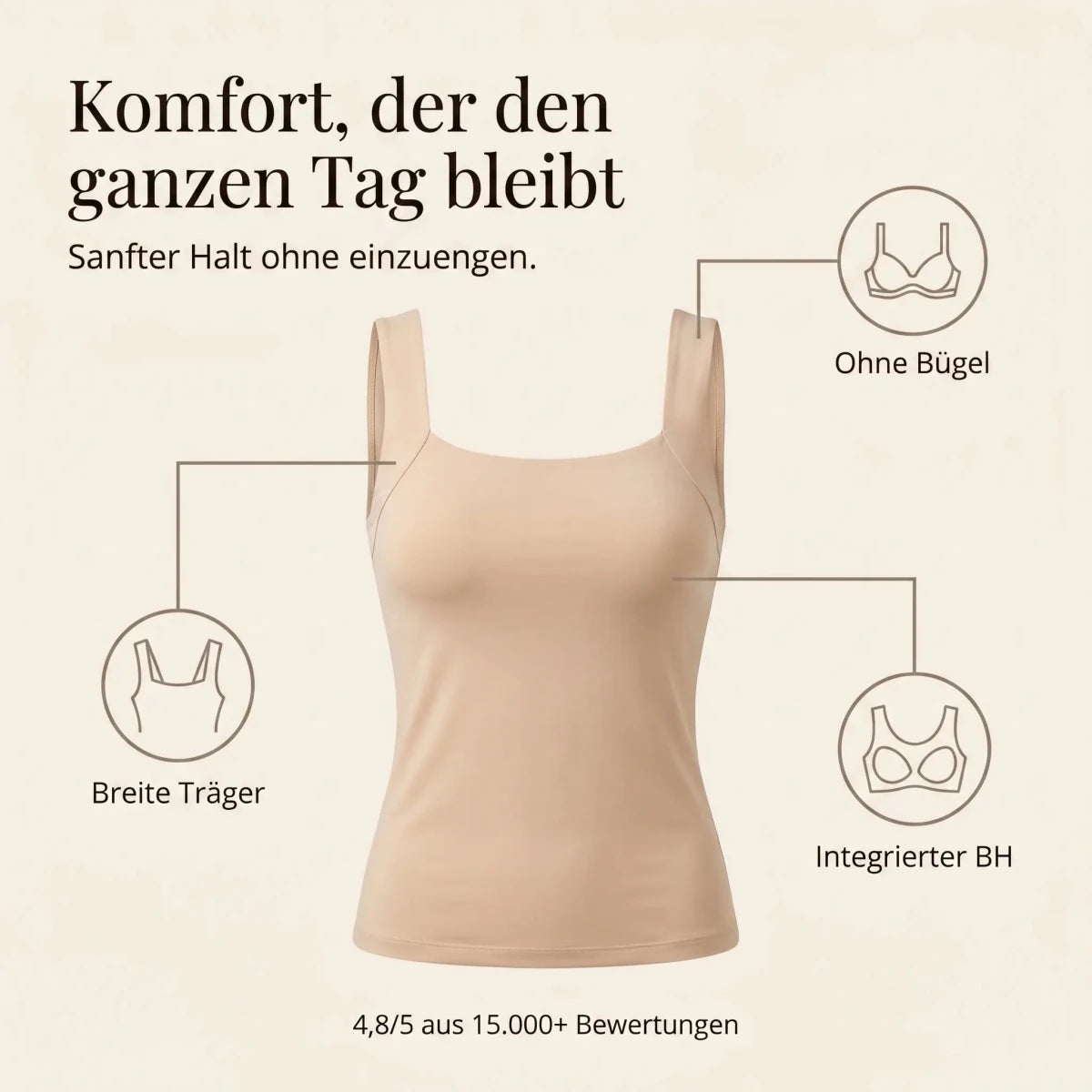 Luniva Komfort-Tanktop mit integriertem BH - Luniva