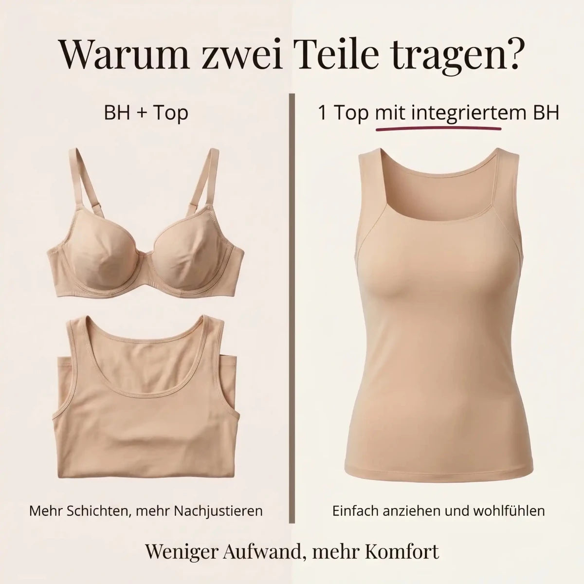 Luniva Komfort-Tanktop mit integriertem BH - Luniva